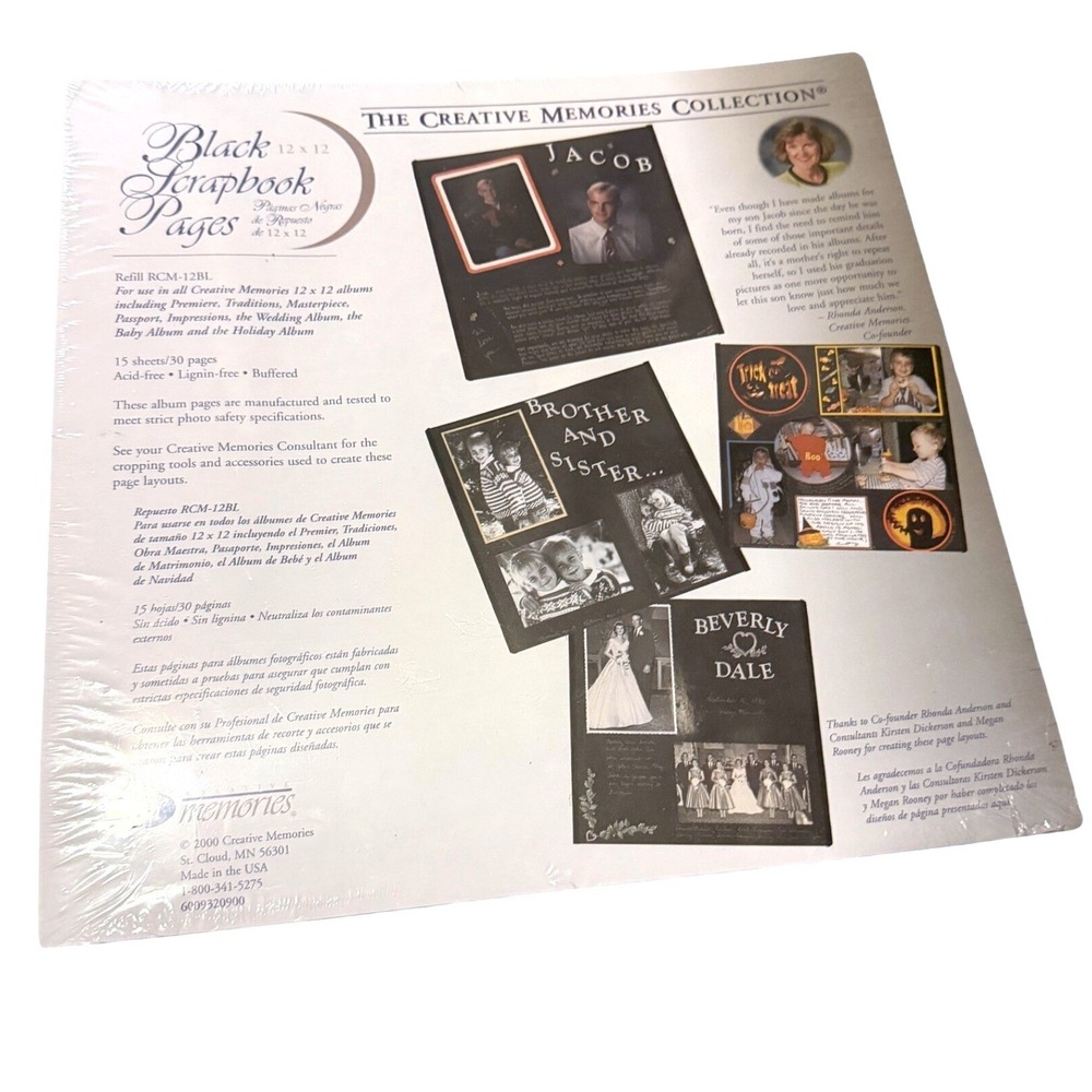 Creative Memories Black Scrapbook Pages 12x12 Acid Free Buffered Refill RCM 12BL